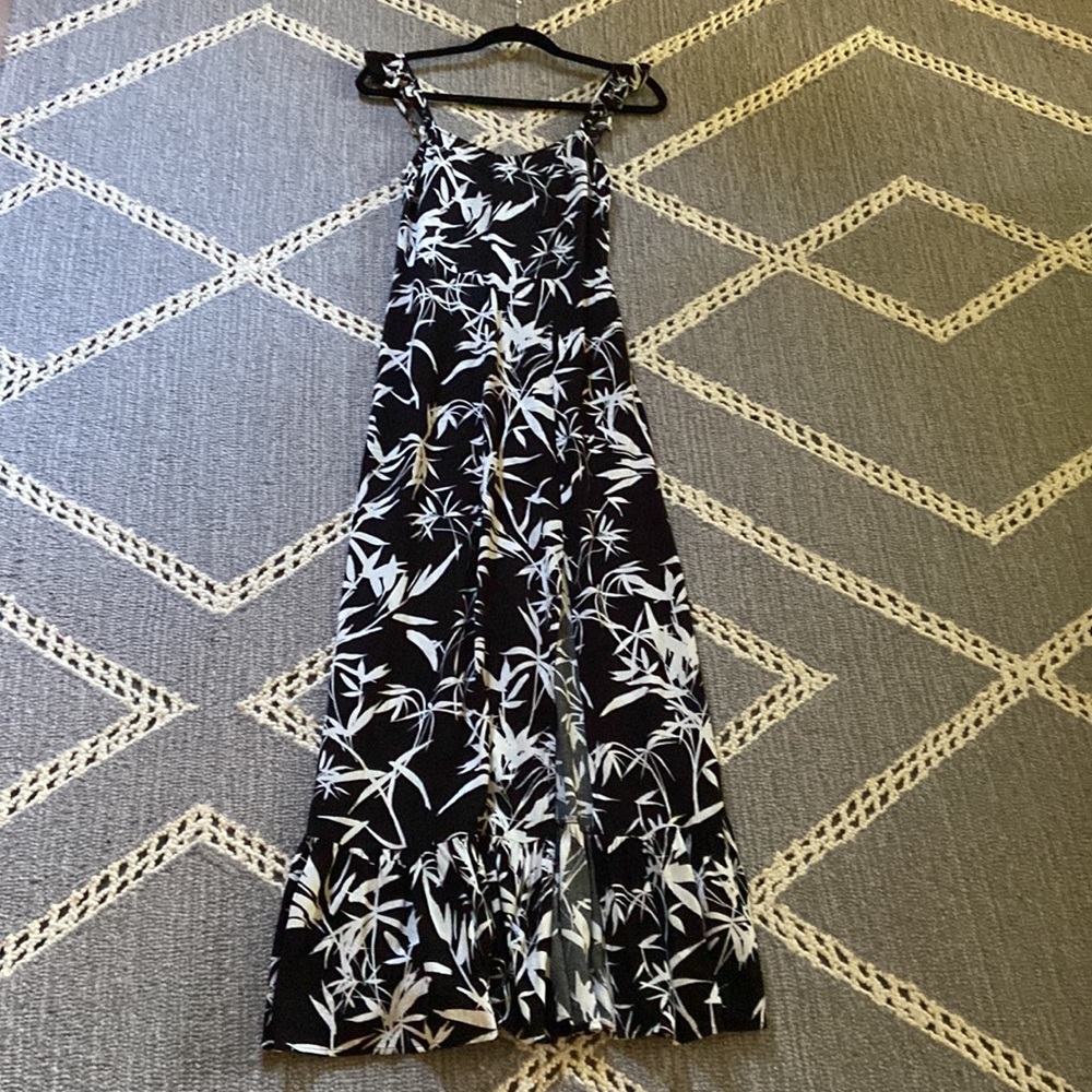 Express Printed Ruffle Strap Smocked Back Maxi Dress